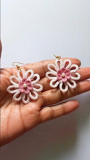 Beautiful Crochet Hanging Dainty Flower Pattern Earrings | DIY Jewelry