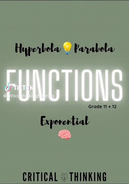 📈 Graphing Functions There will be at least 2 questions on functions in your grade 11 and matric exams! Make sure you can identify what graphs these are, and be able to draw them! 🧠 Summary on parabola, hyperbola, exponential graphs. 🧠 Request the memo in 🗨️ comments to check yourself! 💡Follow now for weekly maths notes grade 11 and 12. 💡Save for later! #CriticalThinkingTutoring #CriticalThinking #DoctorTutor #MathsTutor #ScienceTutor #PrivateTutor #Grade11Maths #Grade12Maths #Functions #G