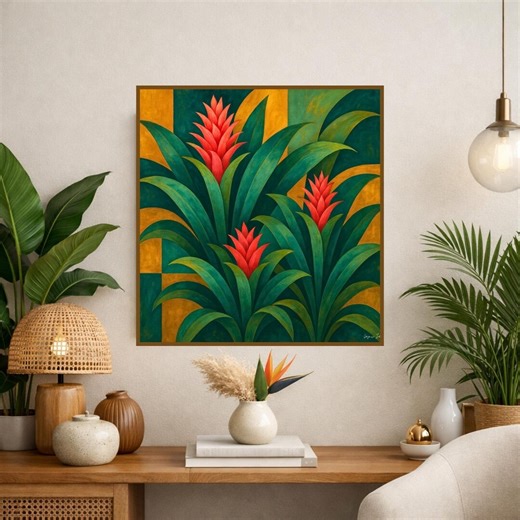 Bromeliad Plant Art - Tropical Wall Art - Botanical Prints - Floral Print - Mid Century Modern Decor - Etsy