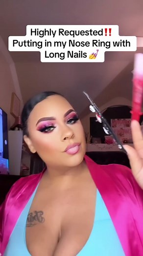 Highly Requested‼️ Putting in my Nose Ring with Long Nails💅😍 #longnails #nosering #hardtodo #xxlnails