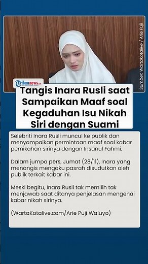 Inara Rusli Menangis saat Sampaikan Maaf Telah Buat Gaduh, Tak Kabar soal Kabar Nikah Siri