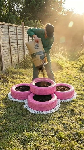 DIY Flower Planter from Old Tires! 🌸 Amazing Garden Hack