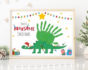 Christmas Dinosaur Handprint Art: DIY Holiday Keepsake (digital Download) - Etsy
