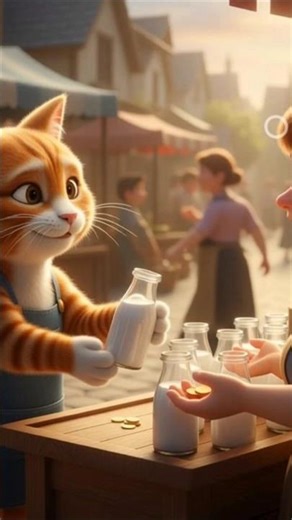 Cat Helps Cow, Sells Milk & Buys Sweater! | Pixar-Style Short #cat