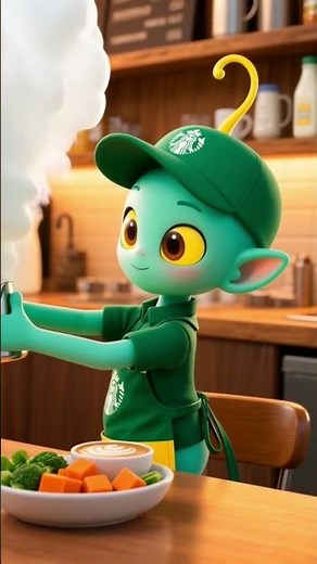 Alien baby in a coffee shop | Aialienbaby | aivideos #aivideo