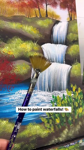 Here’s an easy waterfall painting technique! A full fall waterfall tutorial will be coming soon but this was too much fun not to share 😄🎨 #art #artist #howto #acrylicpainting #tutorials #easy #waterfall #waterfalls #beginner #easypainting #beginnerfriendly