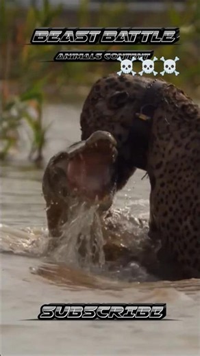 Leopard Hunts a Caiman in the Swamp! 🐆🐊 #wildlife #wildlife #animals