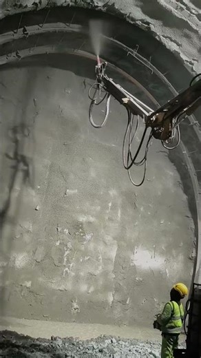 Underground construction: tunnel gallery shotcrete process wall reinforcement