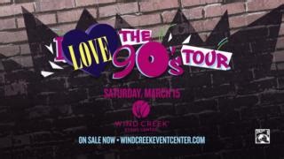 404 reactions · 101 shares |  Get ready to party like it's the 90s!  The I Love The 90's Tour is coming to the Wind Creek Event Center in Bethlehem, PA, on Saturday, March 15th! Featuring: Vanilla Ice Rob Base Tone Loc C&C Music Factory featuring Freedom Williams Click here for tickets: https://bit.ly/40sTXd0 | Wind Creek Event Center | Facebook