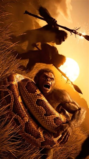 Millions of Years Ago Human Hunted by Python #pythonattack #prehistoriclife #EarlyHumans