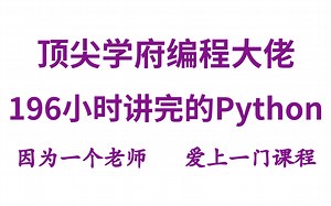 编程大佬196小时讲完的Python全套教程，整整300集，全程干货无废话，零基础入门学习Python
