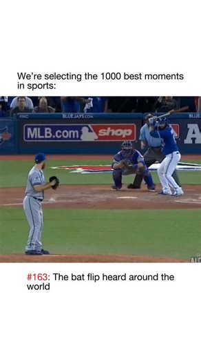 @momentsofsport26 on Instagram: "On October 14, 2015, during Game 5 of the American League Division Series between the Toronto Blue Jays and the Texas Rangers, José Bautista delivered what has forever been known as “The Bat Flip Heard Around the World,” a moment that transcended baseball and became a defining image of the modern MLB playoffs. The game itself was already drenched in tension, controversy, and chaos, featuring multiple lead changes, heated exchanges, and an electric crowd at Rogers