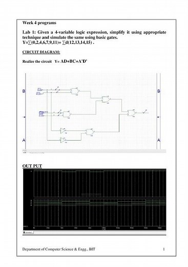 Demonstration of KMAP problem with 4 variable using Pspice -VTU-DDCO-2022Scheme.