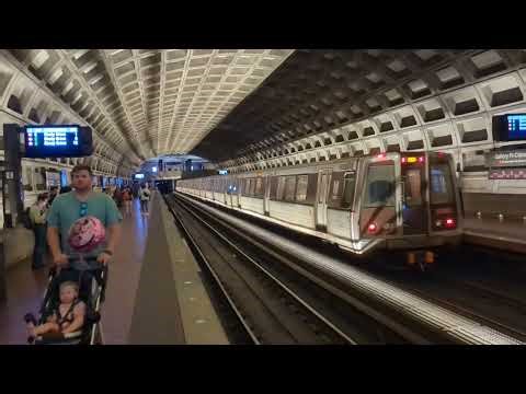 WMATA Metrorail 3000 series Breda train leaves Gallery Place Chinatown on the Red line train.