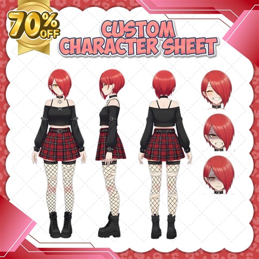 Vtuber Reference Sheet Custom Anime Character Blueprint for Content Creator Branding Asset Commission Professional Sheet Design - Etsy