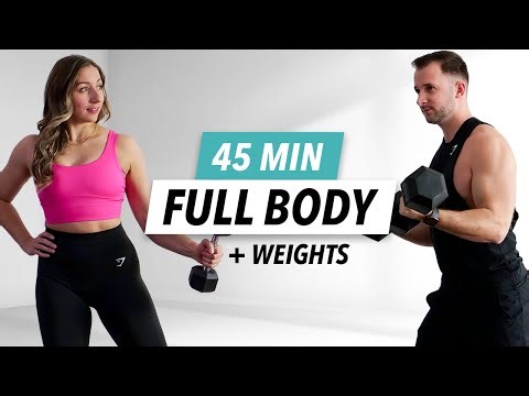 45 Min FULL BODY Dumbbell HIIT Workout at Home [Strength & Cardio]
