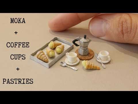 Making mini moka, coffee cups & pastries - tutorial