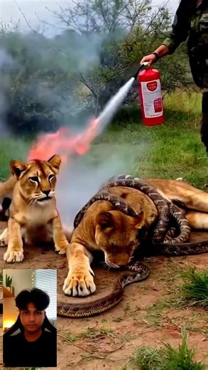 Lion Bites Snake! 🦷🐍 #fight #action