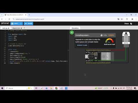 11. ESP32 Micro Python Sensor DHT11/22 (Temperatura y Humedad) WOKWI y Thonny
