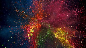 Super slow motion explosion of color powder. Filmed on a high-speed camera at 1000 fps. High quality FullHD footage