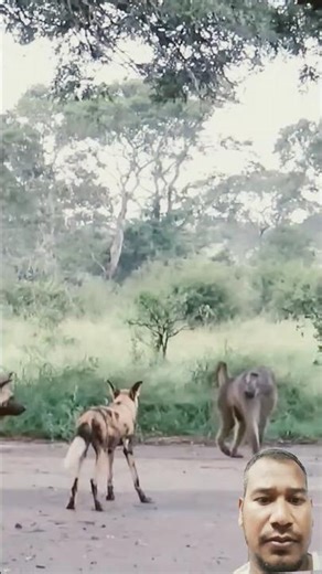 Wild Dogs vs Baboon: The Ultimate Battle #shorts #wildlife