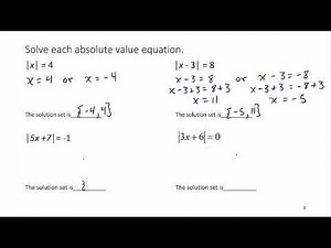 Solving Absolute Value Equations 13 4 2
