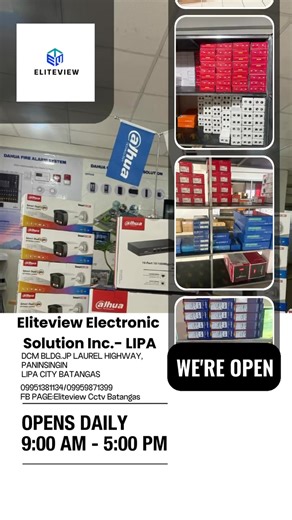 Secure your home or business with top-notch CCTV solutions! 🚨📹 We're a direct dealer of CCTV in Lipa, Batangas, offering a wide range of brands: ✨ Dahua ✨ Imou ✨ Ezviz ✨ Ruijie/Reyee ✨ Vright ✨ Haien Solar Get the best deals on: 📸 Cameras 💻 DVRs 🔌 Accessories 🔗 Cables 💡 Integrated lights 💡 Separate lights and more! We accept retail and bulk orders. Ready to upgrade your security? 🤔 Contact us directly: 📱 FB Page: Eliteview Cctv Batangas,Eliteview Mai,EliteView Ron 📞 Call/Text: 𝟬𝟵𝟵�