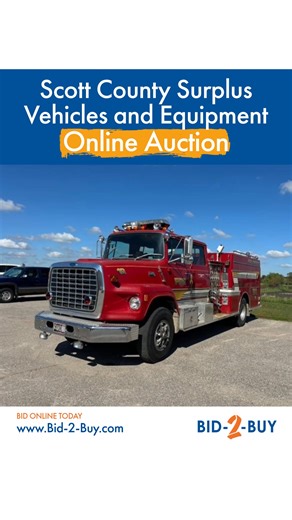  Scott County Surplus Vehicles and Equipment Location: Jordan, MN Ending: Oct 27 @ 7:00pm CDT Browse & Bid Online: https://bid.bid-2-buy.com/ui/auctions/149004 | Bid-2-Buy.com | Facebook