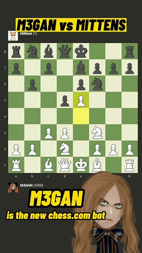 M3GAN is the new chess.com bot. She appearead shortly after the cats, and they are now disappearing one by one. It also seems that she is gaining ELO each time a cat goes missing ... could she be harnessing their power? That's worrying new for Mittens, who is now the only cat left. It says on the website that M3GAN is going after him next ... what do you think will happen? M3GAN is also the name of an horror movie that was released at the same time that the chess.com appeared. Coincidence? I thi