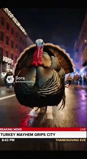 Thanksgiving Turkey Chaos: When the Streets Go Fowl 😂 #SoraAi