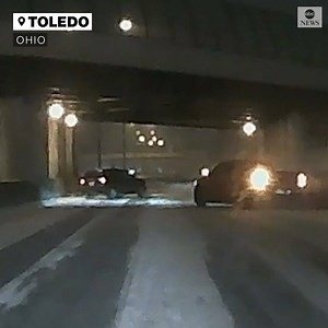 CLOSE CALL: Dash cam footage from Ohio captures the moment a pickup truck loses control on Interstate 475 in Toledo, with other motorists barely avoiding collision. https://abcn.ws/3s9yguv | ABC News