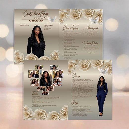 Funeral Program Template, Editable Memorial Program, Celebration of Life Booklet, Canva Funeral Program Instant Download - Etsy