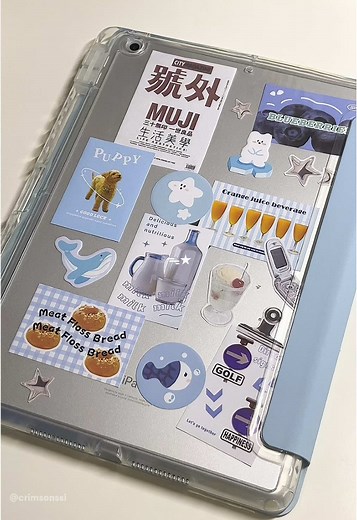 50 Vintage Blue Stickers for Your Journal