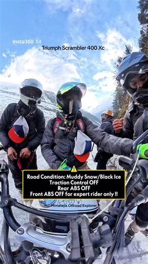 Riding on muddy ice is the ultimate test of man and machine. To survive the slip, you need the perfect electronics setup specifically dialing in your Traction Control and ABS. #himalayaoffroadexplorer #himalayas #blackice #muddy #manangnepal