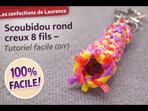 Scoubidou rond creux 8 fils – Tutoriel DIY (8 strings scooby)