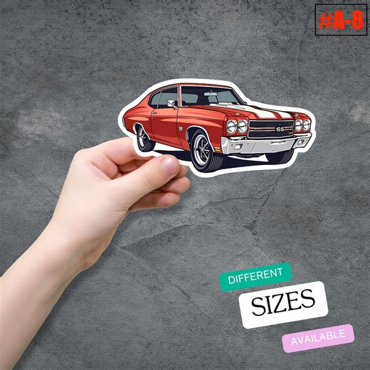 Classic Red Muscle Car Decal, Retro American Sports Automobile Vinyl Sticker, Laptop Water Bottle Accessory, Automotive Art - Etsy