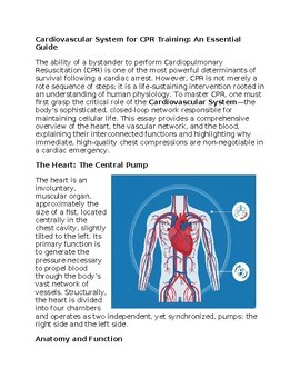 Cardiovascular System - CPR & EMS Ed - Reading Passage and x 10 Questions
