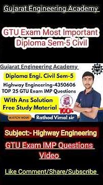 💥Highway Engineering🔥| TOP 25 GTU IMP Questions With Solution📘Diploma Civil Sem5💯Free PDF#gtuimp2025
