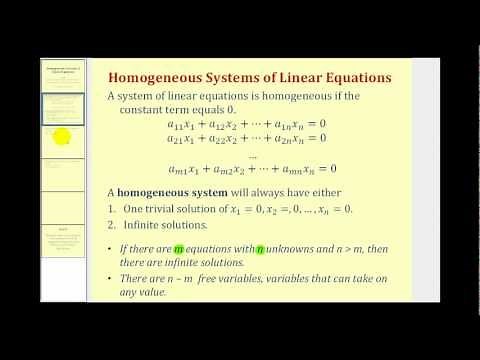 Homogeneous Systems of Linear Equations