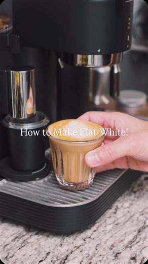 Barista in Pajamas on Instagram: "You can make the perfect flat white with just three simple steps. Use the right cup. A flat white is a 5 oz drink, right between a cortado and a cappuccino. Pull a proper double shot. Go with 18 g in and 36 g out for a smooth 1:2 ratio. Focus on milk texture. About 4 oz of milk. Less than a latte, more than a cortado. Keep the steam wand near the surface, then drop it early to limit air. Steam to 140°F or 60°C for soft, velvety microfoam. Pour gently over the es