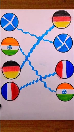 Flag Matching Art 🌍 | 🇮🇳 India with 🇫🇷 France, 🇩🇪 Germany & 🏴 Scotland Drawing #Shorts