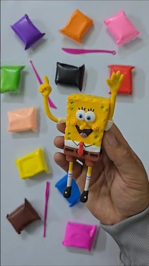 صنع مجسم لسبونج بوب 👀 من صلصال الفوم 🙏مشاهدة ممتعة لعشاق سبونج بوب🥰How to make SpongeBob out of foam