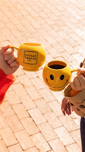IT’S HERE 💛 WORLD SMILE DAY 💛 What better place to celebrate than Corner Bakery? Join us TODAY, October 3rd, for all the reasons to smile: The first 20 guests in line at each participating cafe will get: FREE Coffee for a YEAR our signature Smiley Face Mug 🥹☕ But that’s just the beginning... 👀 ☕️ Free drip coffee ALL DAY 🍰 Sweet surprises to keep the smiles smiling! At Corner Bakery, happiness is always on the menu. Now, get in line for your chance to get a free smiley mug morning pick-me-u