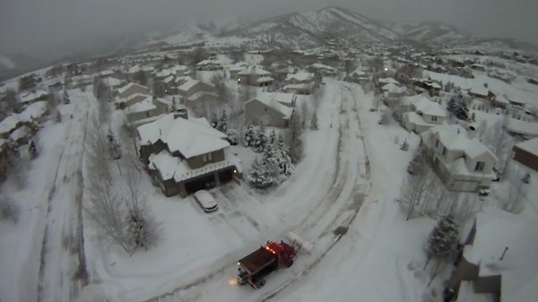 Snow Plow Seen from the Sky