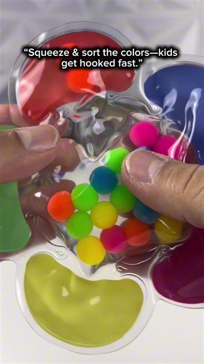 Make learning colors feel like play. This Color Sorting Sensory Toy lets kids squeeze, move, and sort the colorful balls into matching sections—keeping little hands busy while building real skills. Great for preschool learning, Montessori-style play, and screen-free calm time at home or on the go.#sensorytoy #colorsorting #finemotorskills #montessoritoys #toddleractivities
