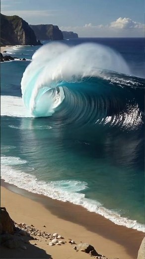 🌊 Giant Rogue Wave Passes the Coast — Unreal Ocean Moment! ⚡🌅