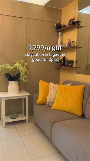 1799 for 2pax na! (Mon-thurs promo) Book mo na now baka maubusan ka ng slot Message us on our fb page, nasa bio yung link 💗 #staycation #condo #tagaytay #tagaytaystaycation #fyp