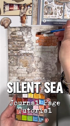 Stamperia International on Instagram: "Journal page tutorial by @dami_journal using our Silent Sea collection🫶🏼💙 #stamperia #journaling #scrapbooking #artsupplies #ricepaper #artinspiration #papercrafting"