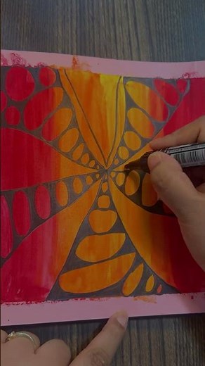 Trippy Red-Orange Doodle Design | Mind-Bending Gradient Art #zentangleart #meditativedrawingpattern