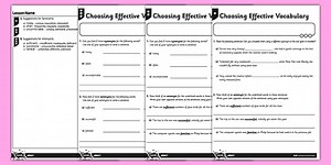 Choosing Effective Vocabulary Differentiated Worksheet Pack